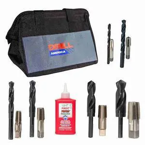 DRILL AMERICA POUPLUM12 13 Piece Plumber's Drill Bit, NPT Pipe Tap and Fluid Kit