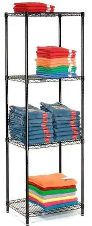 NEXEL 14608B Black Epoxy, 4 Tier, Wire Shelving Starter Unit, 60W x 14D x 86H
