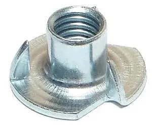 MIDWEST FASTENER 03781 T-Nut, 3 Prongs, 3/8"-16, Steel, Zinc Plated, 100 PK