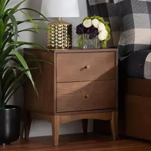 BAXTON STUDIO 193-11301-ZORO Landis Mid-Century Ash Walnut Finished Wood