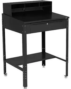 GLOBAL INDUSTRIAL 254635BK Sloped Surface Shop Desk with Pigeonhole Compartment