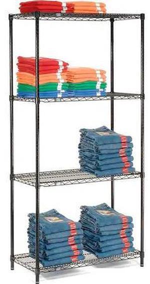 NEXEL 14365B Black Epoxy, 4 Tier, Wire Shelving Starter Unit, 36W x 14D x 54H