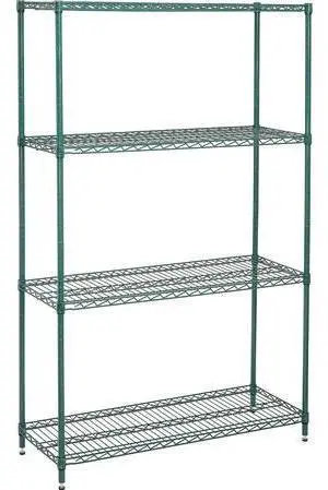 NEXEL 183674GN Medium Duty Wire Shelving Unit, Green Epoxy, 36W x 18D x 74H