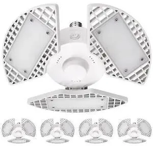LUXRITE LR42350-4PK Deformable LED Garage Light Bulbs 80W 8000LM 5000K Bright