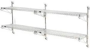 NEXEL B1137132GZ Poly-Green Wall Mount Wire Shelving, 72W x 18D x 34H 2-Shelf