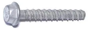 RED HEAD 08864 Tapcon Concrete Screw, 3/8" Dia., Hex, 2 1/2 in L, Steel Zinc