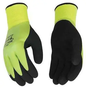 KINCO 1786P-L Double Coated Gloves, Polyester Blend, Green/Black, L 1 PR