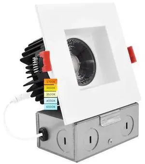 LUXRITE LR24950 LR24954-1PK 4 Inch Square LED Recessed Downlight 5 CCT