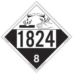LABELMASTER ZT4-1824 Corrosive Placard,UN 1824,PK25