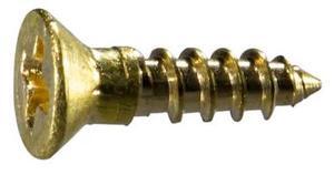 MIDWEST FASTENER 54866 Wood Screw, #3, 3/8 in, Plain Brass Flat Head Phillips