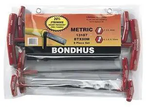 BONDHUS 13187 Set 8 Ball End & Hex Graduated Length T-Handles 2-10mm