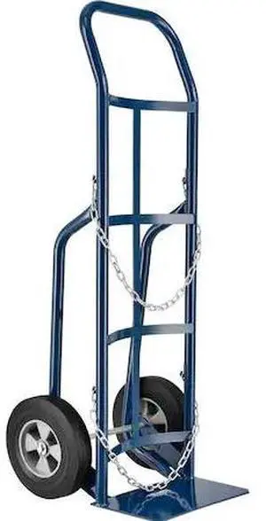 GLOBAL INDUSTRIAL 988991 Single Cylinder Hand Truck with Curved Handle, 10