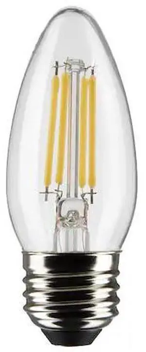 SATCO S21369 4 Watt B11 LED Lamp, Clear, Medium Base, 90 CRI, 3000K, 120 Volts,