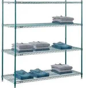 NEXEL 21605G Poly-Green, 4 Tier, Wire Shelving Starter Unit, 60W x 21D x 54H
