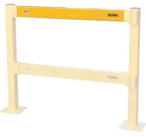GLOBAL INDUSTRIAL 708434 Steel Lift-Out Guard Rail, Light Duty, 9'L, Yellow