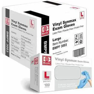 ZORO SELECT SYNMAXLC Disposable Gloves, Vinyl/Nitrile Blend, Powder-Free,