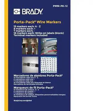 BRADY PWM-PK-12 Porta-Pack Wire Marker Book Repositionable Vinyl Cloth Legend: