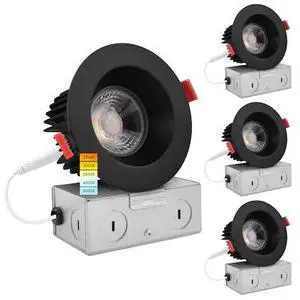 LUXRITE LR24950 LR24956-4PK 4 Inch LED Recessed Downlights 5 CCT Selectable