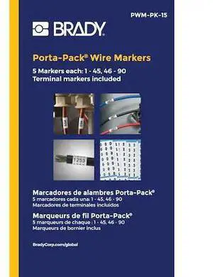 BRADY PWM-PK-15 Porta-Pack Wire Marker Book Repositionable Vinyl Cloth Legend: