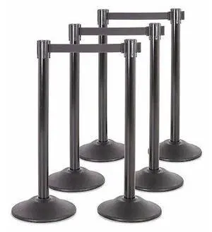 US WEIGHT U2102PK6 Steel Stanchion,Black,7.5 ft Belt,PK6