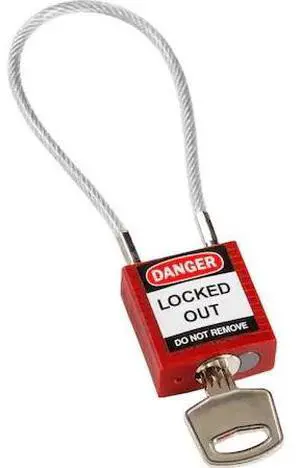 BRADY 146120 Padlock, Keyed Different, Rugged Reinforced Nylon, Red