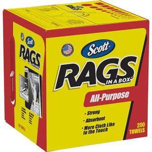 SCOTT KW143 Scott Rags In A Box, 10" x 12", White, 200/Box, 8 Boxes/Case
