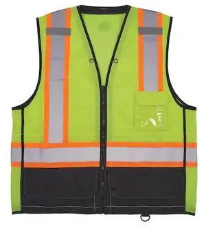ERGODYNE 8251HDZBK Two-Tone/Black Bottom Safety Vest 2XL, 3XL Class 2 U Back,