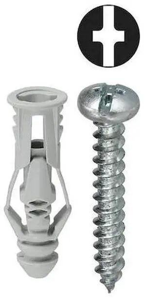 DOTTIE TG8K Triple-Grip Screw Anchor, 1-3/16" L, Nylon