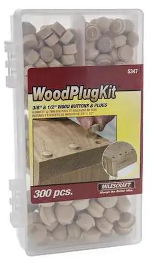 MILESCRAFT 5347 Wood Plug Kit 300 pcs. - Variety Pack - Assorted 3/8 and 1/2