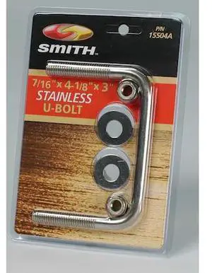 C.E. SMITH 15504A Square U-Bolt, 0.75" H, Stainless Steel