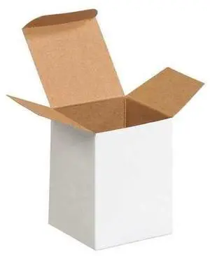 PARTNERS BRAND RTS21W 3 in x 3 in x 4 in Reverse Tuck Folding Carton, White,