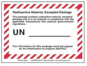 LABELMASTER L335RS Radioactive Material Excepted,PK50