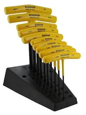 Bondhus 116-13390 10-Pc T-Handle Hex Key Set 3-32-3-8 Inch W