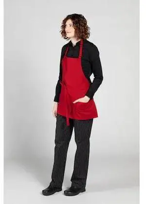 UNCOMMON THREADS 3011-1900 Adjustable 3-Pocket Bib Apron Red