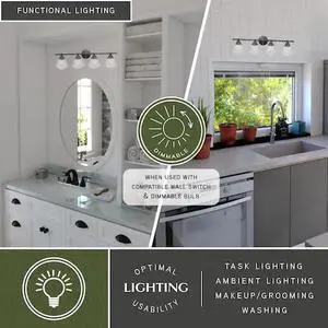 VAXCEL W0191 Huntley 4 Light Bronze Farmhouse Schoolhouse Bathroom Vanity