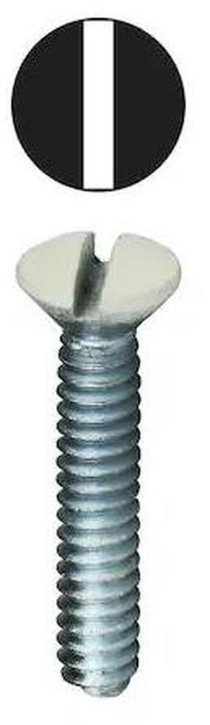 DOTTIE 416WHT #6-32 x 1 in Slotted Oval Machine Screw, Zinc Plated Carbon