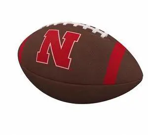 LOGO BRANDS 182-93FC-1 Nebraska Team Stripe Official-Size Composite Football