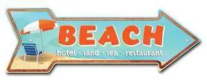 SIGNMISSION P-ARROW8-999948 Beach Arrow Sign Funny Home Decor 24in Wide