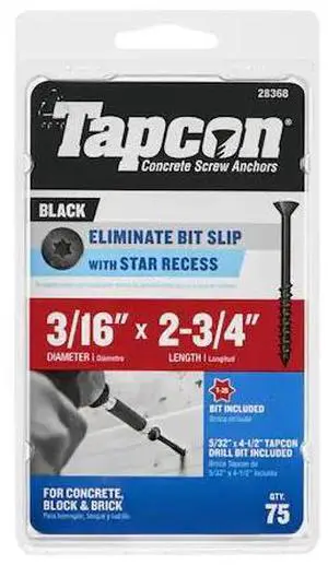TAPCON 28368 3/16 in. Dia., Bugle, 2-3/4 in. L, Steel 75 PK