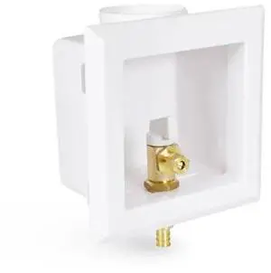 EVERFLOW SB100-P Icemaker Outlet Box W/ Valves; 1/2'' PEX B; White ABS (Single)
