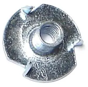 MIDWEST FASTENER 03777 T-Nut, 3 Prongs, #10-24, Steel, Zinc Plated, 100 PK
