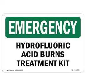 SIGNMISSION OS-EM-D-35-L-10336-10PK OSHA, Hydrofluoric Acid Burns Treatment