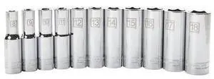 STEELMAN 78224 11-Piece 3/8-Inch Drive Metric Deep 6-Point Socket Set
