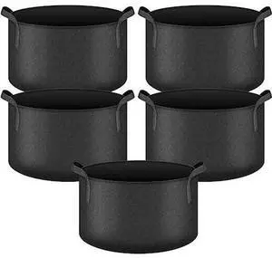 IPOWER GLGROWBAG15X5BLK Grow Bag, 15-gallon, 5-pack, Black, 5PK