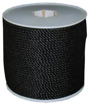T.W. EVANS CORDAGE CO. 191 1/4. x 600 ft. Black Twisted Polyrpo Rope