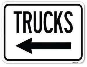 SIGNMISSION A-1824-22781 Trucks Sign Trucks W/ Left Arrow Heavy-Gauge Alum Rust