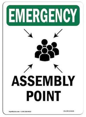 SIGNMISSION OS-EM-D-1824-V-10428 Safety Sign, OSHA EMERGENCY, 24" Height,