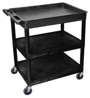 LUXOR TC122-B Tub Cart,(3) Shelves,L, High Density Polyethylene (Shelf),