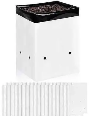 IPOWER GLGROWBAGFILM2X50X2 100-Pack 2 Gallon Grow Bags Black and White Panda