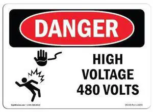 SIGNMISSION OS-DS-D-35-L-2200-10PK Safety Sign, OSHA Danger, 3.5" Height, 5"